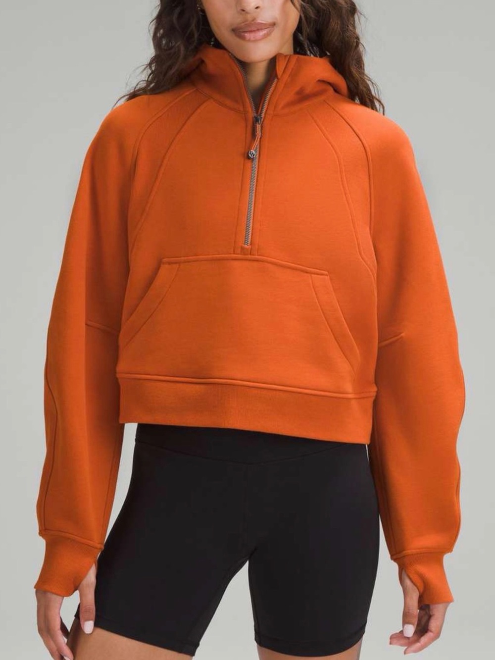 lululemon athletica Cropped Half-Zip Hoodie in Orange
